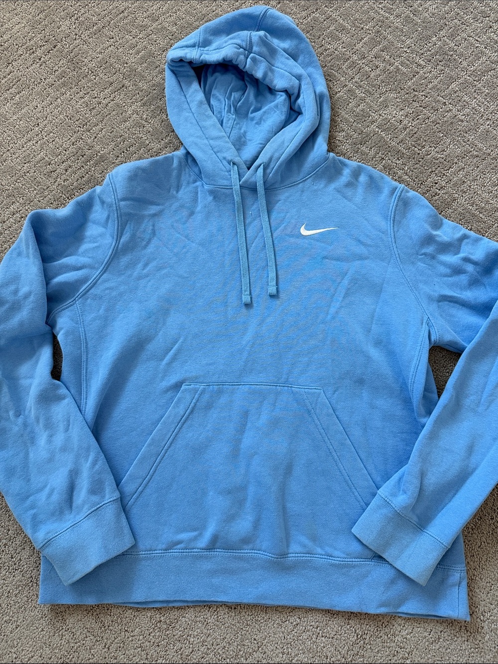 Nike Men's Sky Blue Pullover Hoodie with White Swoosh